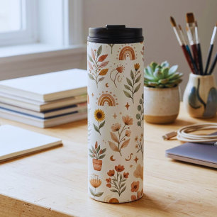 Boho-Regenbogen-Tumbler erdige botanische Reisebec Thermosbecher