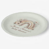 Boho Regenbogen und Blume Babyduschplatte Pappteller (Schrägansicht)