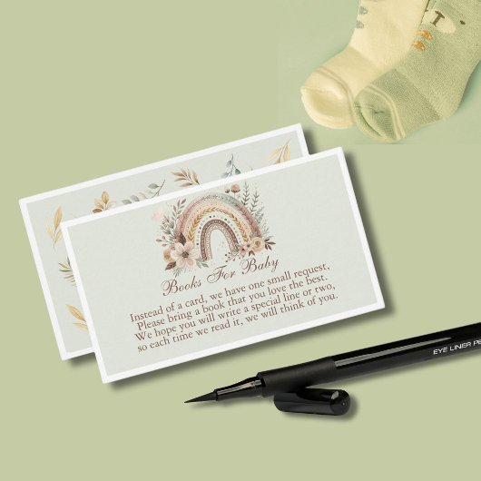 Boho Regenbogen und Blume Bücher für Kinderkarte Begleitkarte