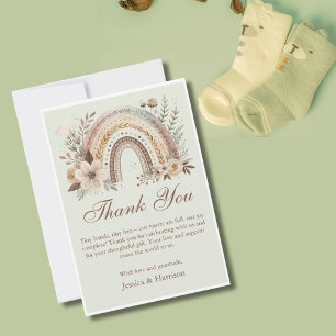 Boho Regenbogen und Blume Kinderdusche Dankeskarte