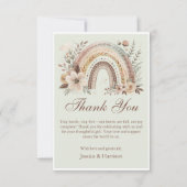 Boho Regenbogen und Blume Kinderdusche Dankeskarte (Vorderseite)