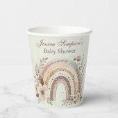 Boho Regenbogen und Blume Kinderdusche Pappbecher (Rückseite)