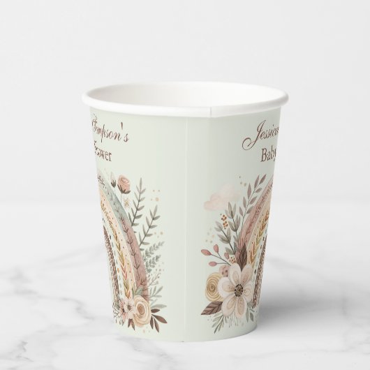 Boho Regenbogen und Blume Kinderdusche Pappbecher (Rechts)