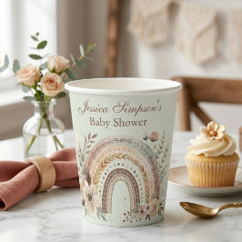 Boho Regenbogen und Blume Kinderdusche Pappbecher