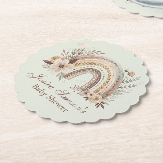 Boho Regenbogen und Blume Kinderdusche Untersetzer (angewinkelt)