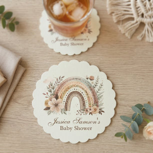 Boho-Regenbogen- und Blumen-Baby-Party Untersetzer