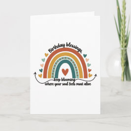 Boho Regenbogen und Herzen Geburtstagssegensdesign Karte