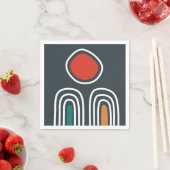 Boho-Regenbögen und rote Sonne am blauen Himmel Serviette (Beispiel)