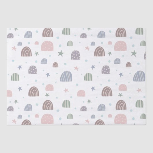 Boho Regenbogen und Sterne niedlich Seidenpapier (Vorderseite)