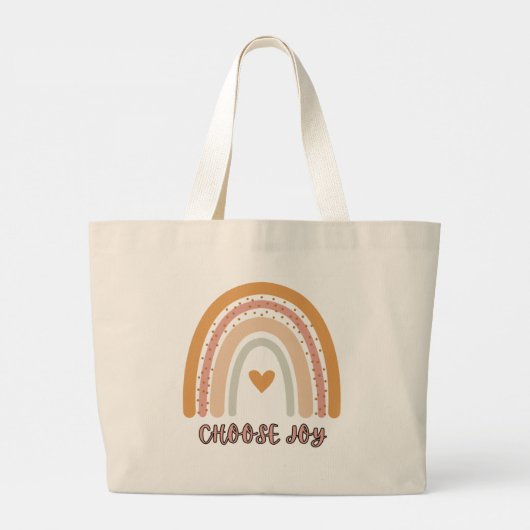 Boho-Regenbogen-„Wähle Freude“-Riesentasche – Mini Jumbo Stoffbeutel (Rückseite)
