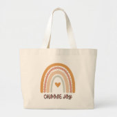 Boho-Regenbogen-„Wähle Freude“-Riesentasche – Mini Jumbo Stoffbeutel (Vorne)