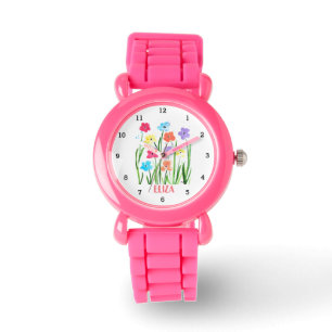 Boho Regenbogen Wasserfarbe Süße Mädchen Rosa Past Armbanduhr