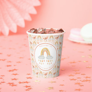 Boho-Regenbogen-Wasserfarben-Libellen-Baby-Party Pappbecher