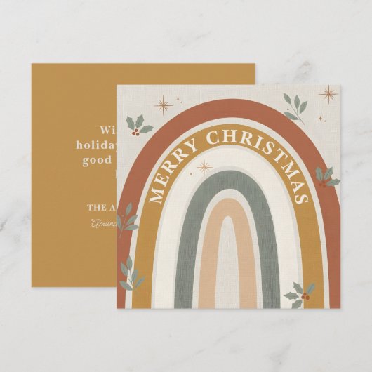 Boho-Regenbogen-Weihnachts-Grußkarte Feiertagskarte (Vorne/Hinten)
