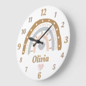 Boho Regenbogen whimsischer personalisierter Name Große Wanduhr (Winkel)