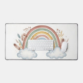 Boho Regenbogen & Wildblumen Schreibtischunterlage (Tastatur & Maus)