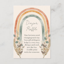 Boho-Regenbogen-Windel-Raffle-Karte – Wasserfarbe