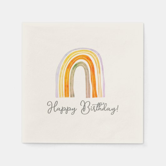 Boho Regenbogen zeichnend Birthday Party Serviette (Vorderseite)