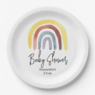 Boho Regenbogenbaby-Dusche Pappteller
