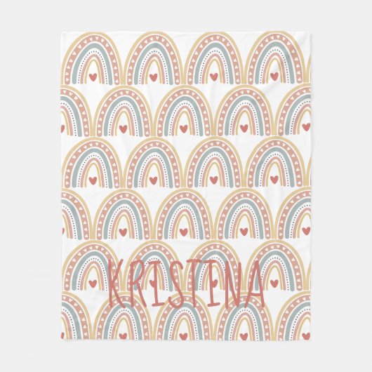 Boho Regenbogendesign Fleecedecke (Vorderseite)