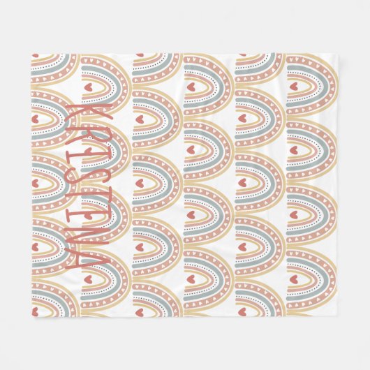 Boho Regenbogendesign Fleecedecke (Vorderseite (Horizontal))