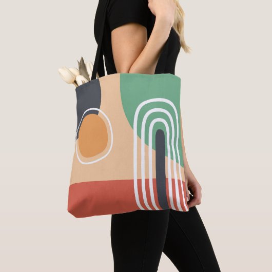 Boho Regenbogenfarben abstrakte Linien Retrofarben Tasche (Von Nahem)