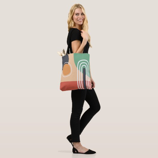 Boho Regenbogenfarben abstrakte Linien Retrofarben Tasche (Am Model)