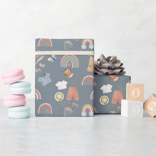 Boho Regenbogenfarben Babydusche Geschenkpapier (Babyparty)