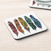 Boho Regenbogenfedern Untersetzer (Linke Seite)