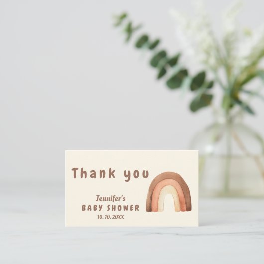 Boho Regenbogenminimalismus Babydusche Danke Begleitkarte (Stehend Vorderseite)
