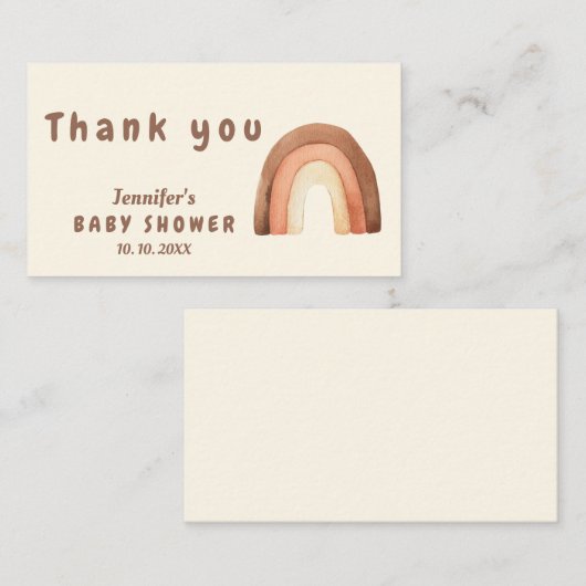 Boho Regenbogenminimalismus Babydusche Danke Begleitkarte (Vorne/Hinten)