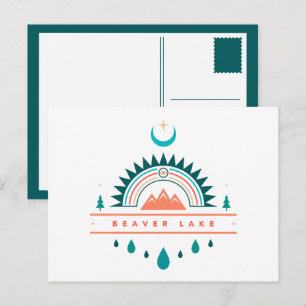Boho-Regenbogenmond Beaver Lake Postkarte