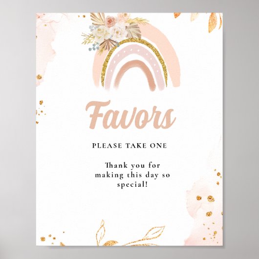 Boho Regenbogenpampen Gras Baby Dusche Schild (Vorne)