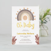 Boho Regenbogensonne Wasserfarben Babydusche Folieneinladung (Stehend vorne)