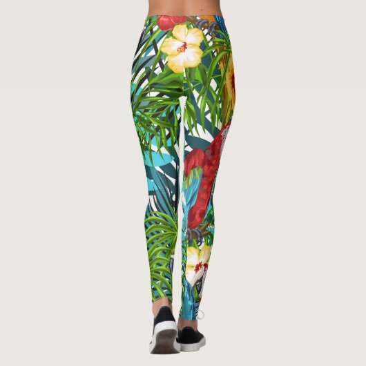 Boho Regenwald mit Vögeln grün und blau niedlich Leggings (Rückseite)