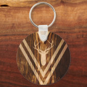 Boho Reh auf rustikalem Holz Schlüsselanhänger (Vorderseite)