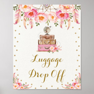 Boho-Reise Miss zu Mrs Florales Gepäckaufgabe Poster