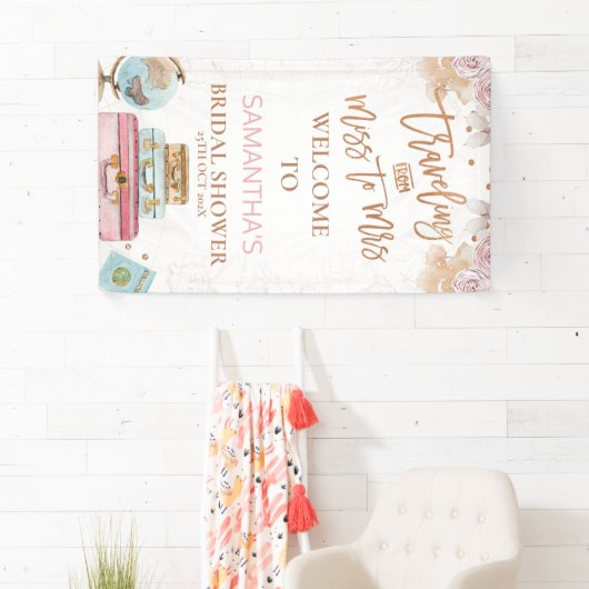 Boho reist Miss zu Mrs. Brautparty Banner (Insitu)