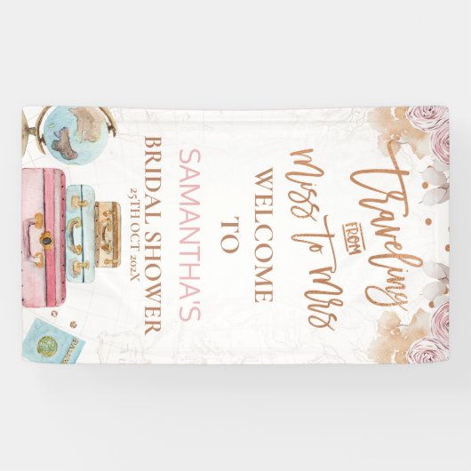 Boho reist Miss zu Mrs. Brautparty Banner (Horizontal)