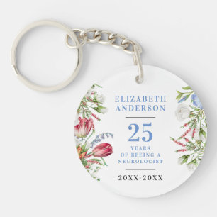 Boho ReReifen Pastel Blue Floral Jahrestag Schlüsselanhänger
