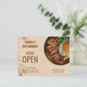 Boho Restaurant Marketing Postkarte (Stehend Vorderseite)