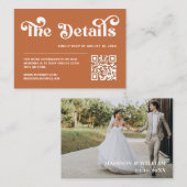 Boho Retro 70er Burnt Orange Wedding Website Begleitkarte (Vorne/Hinten)
