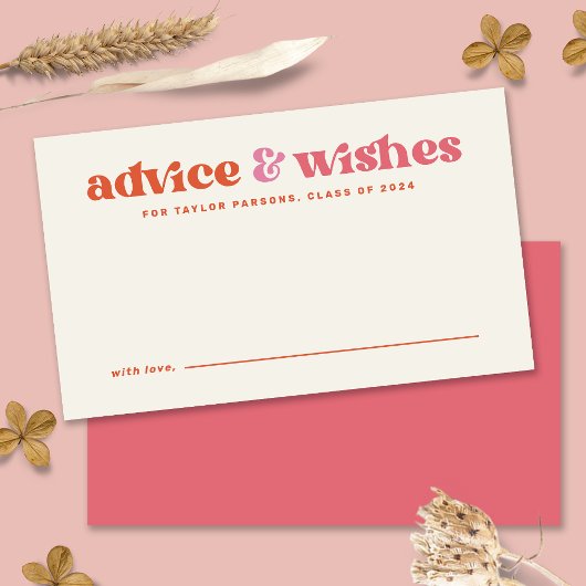Boho Retro Abschluss Advisor and Wishings Card Hinweiskarte