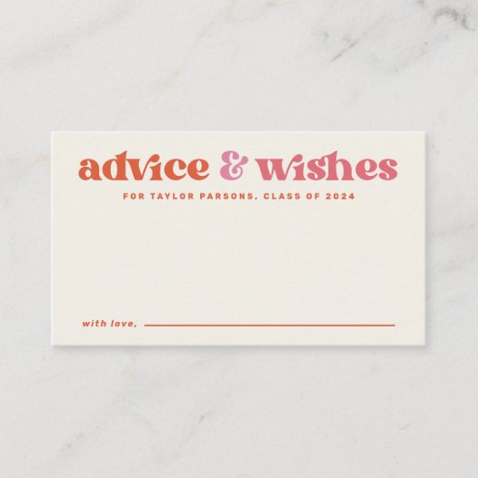 Boho Retro Abschluss Advisor and Wishings Card Hinweiskarte (Vorderseite)
