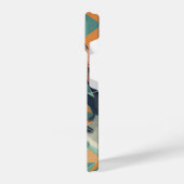 Boho Retro abstrakt Katzenportrait Orangengrün iPhone Hülle (Linke Seite)