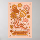 Boho Retro Aquarius Zodiac Poster (Vorne)