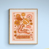 Boho Retro Aquarius Zodiac Poster