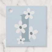 Boho Retro Blue Daisy 1. Groovy Birthday Geschenkanhänger (Vorderseite)