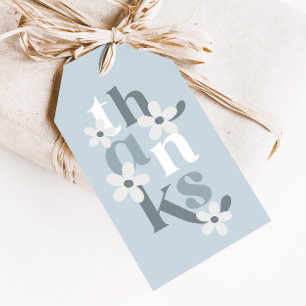 Boho Retro Blue Daisy Birthday Favor Geschenkanhänger