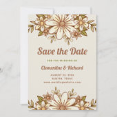Boho Retro Blume | Foto Back Wedding Save The Date (Vorderseite)